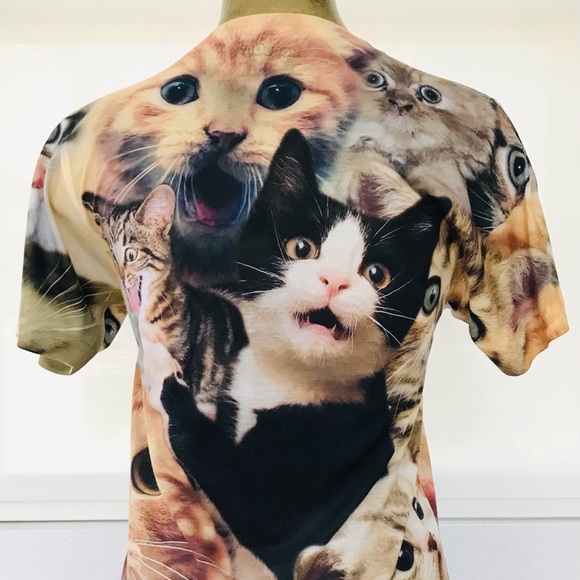RAGE ON! Fun CAT Photo Print Top Size XS - Picture 5 of 11